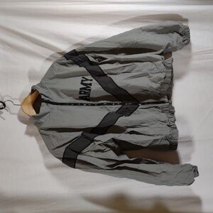 Men's Army Gray & Black Embroidered Jacket  - Size Medium/Short